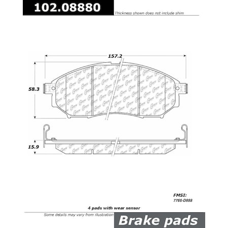 Centric Parts CTEK Metallic Pad, 102.08880 102.08880